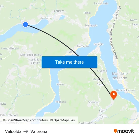 Valsolda to Valbrona map