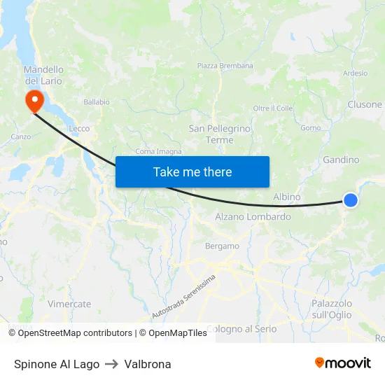 Spinone Al Lago to Valbrona map