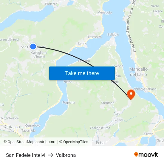 San Fedele Intelvi to Valbrona map