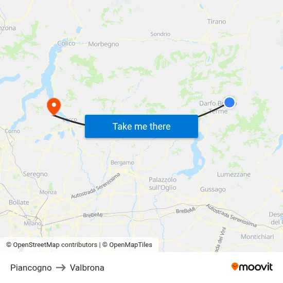 Piancogno to Valbrona map