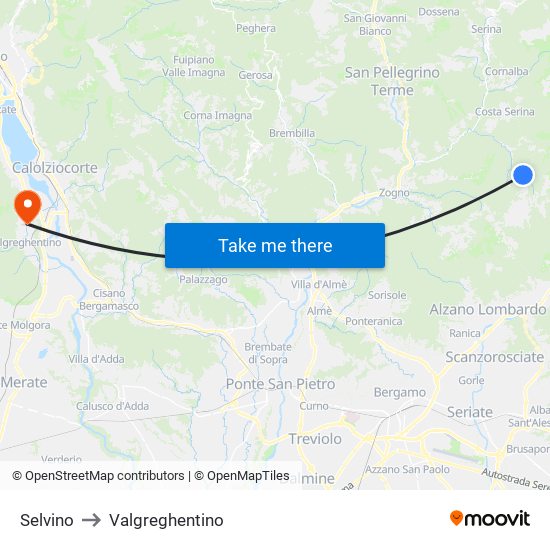 Selvino to Valgreghentino map