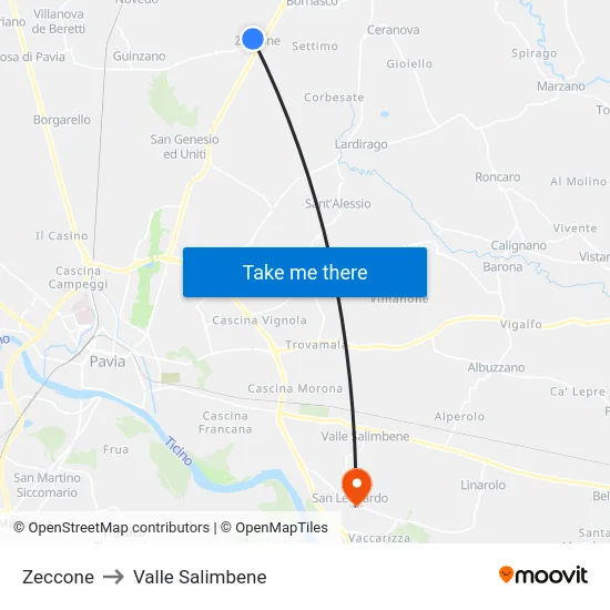 Zeccone to Valle Salimbene map