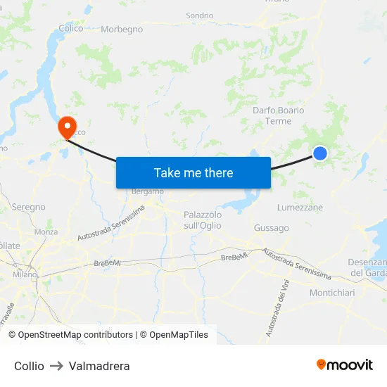 Collio to Valmadrera map