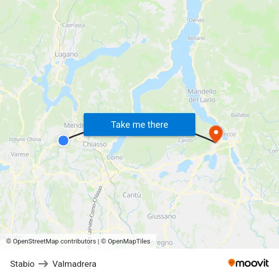 Stabio to Valmadrera map