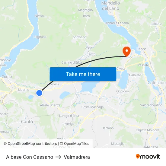 Albese con Cassano to Valmadrera map