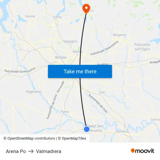 Arena Po to Valmadrera map