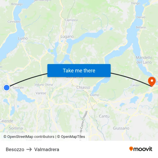 Besozzo to Valmadrera map