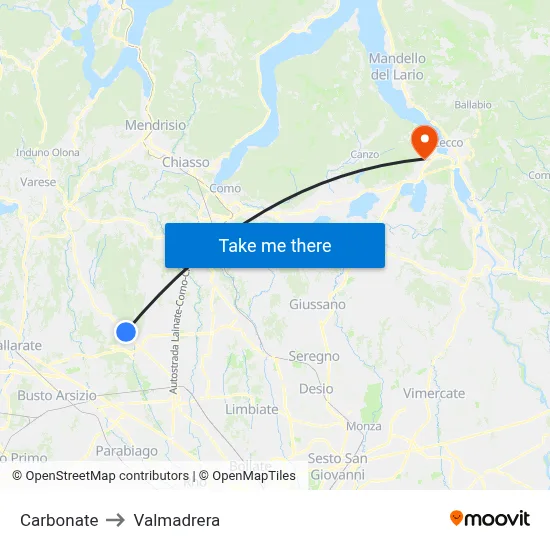 Carbonate to Valmadrera map