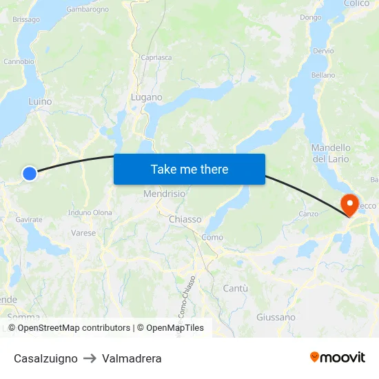 Casalzuigno to Valmadrera map
