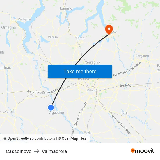 Cassolnovo to Valmadrera map