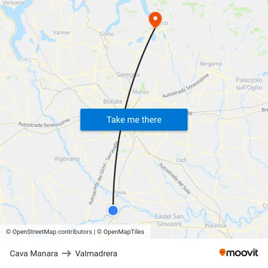 Cava Manara to Valmadrera map