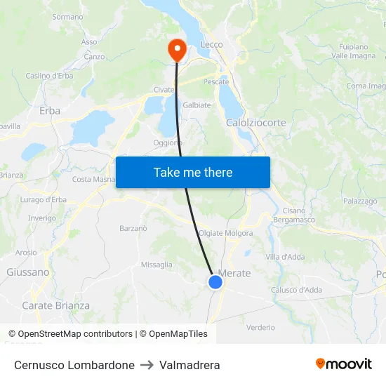 Cernusco Lombardone to Valmadrera map