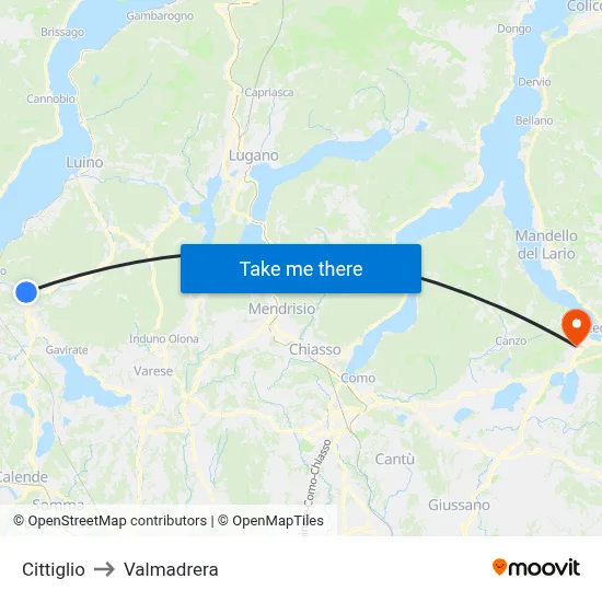 Cittiglio to Valmadrera map