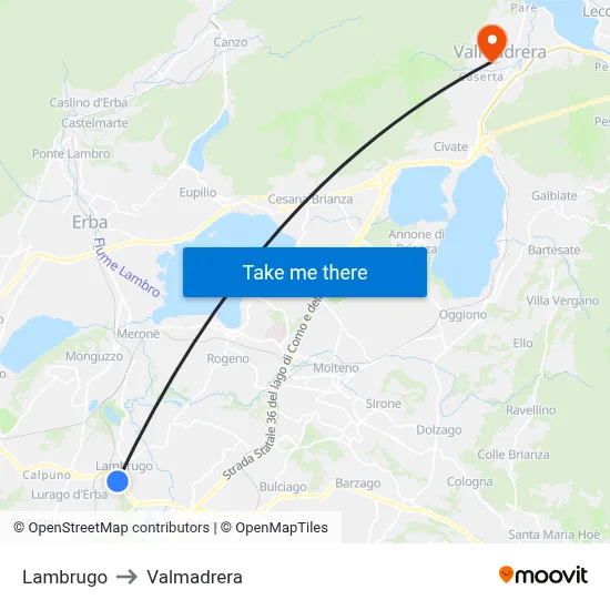 Lambrugo to Valmadrera map