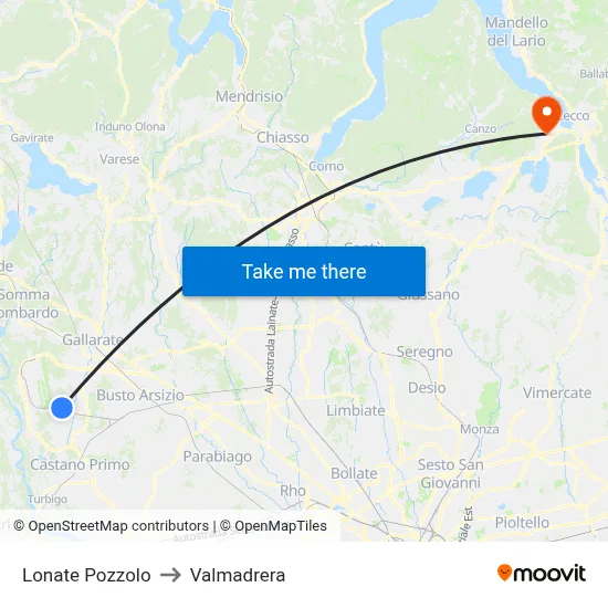 Lonate Pozzolo to Valmadrera map