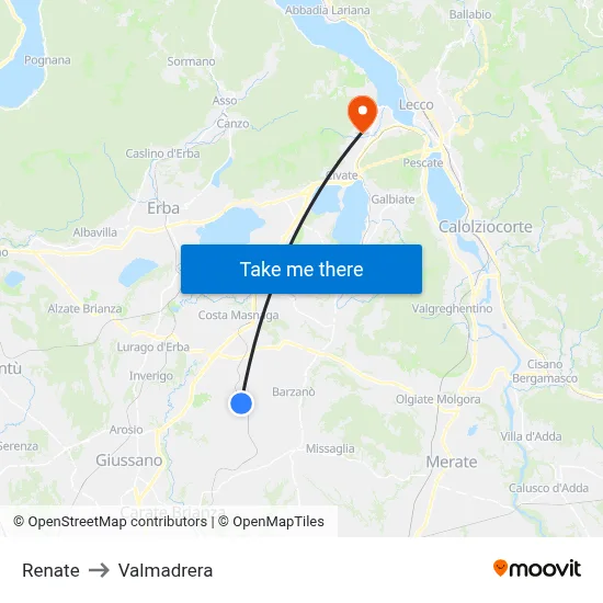 Renate to Valmadrera map
