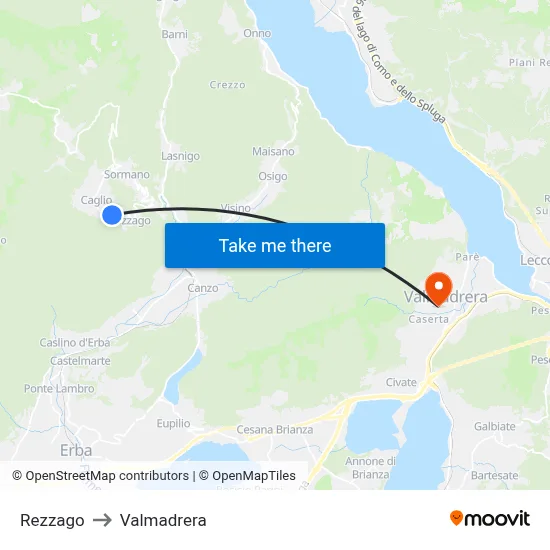 Rezzago to Valmadrera map