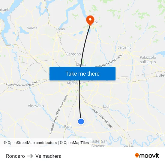Roncaro to Valmadrera map