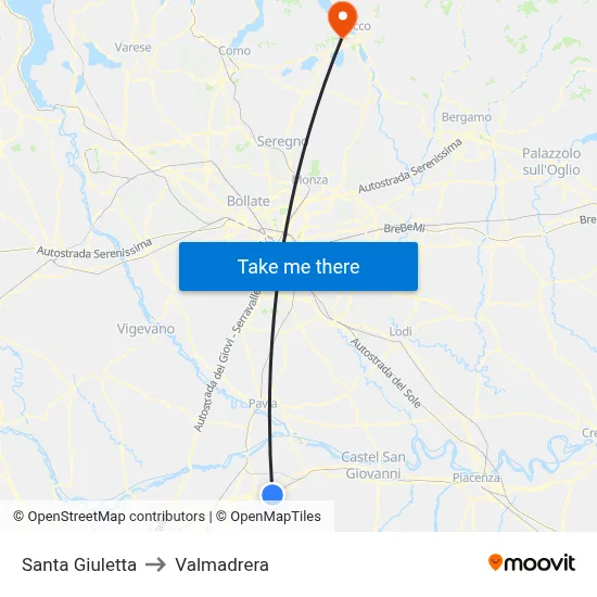 Santa Giuletta to Valmadrera map