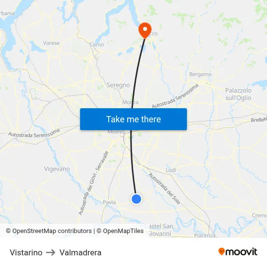 Vistarino to Valmadrera map