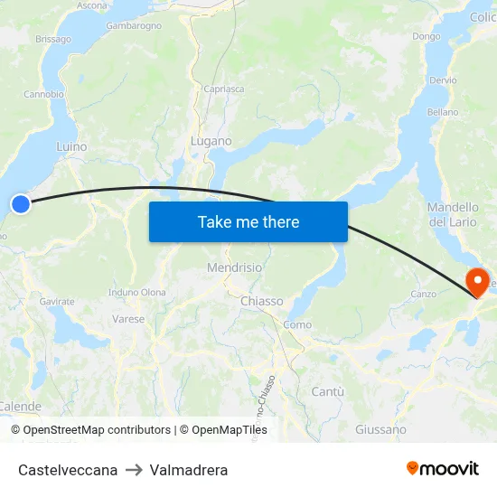 Castelveccana to Valmadrera map