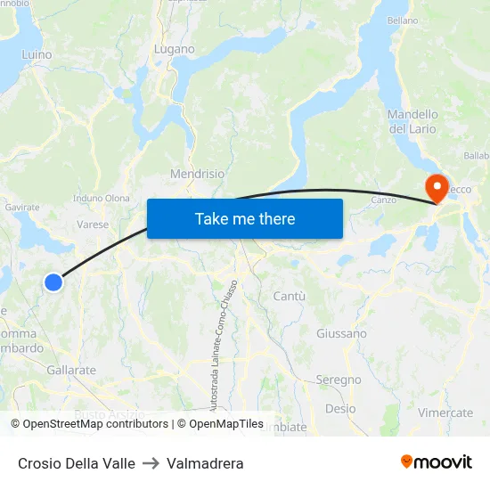 Crosio Della Valle to Valmadrera map