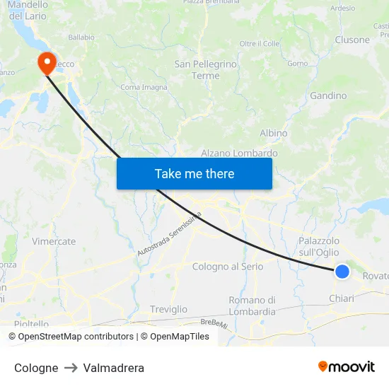 Cologne to Valmadrera map