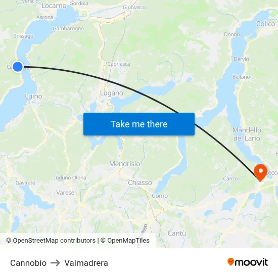 Cannobio to Valmadrera map