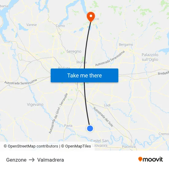 Genzone to Valmadrera map