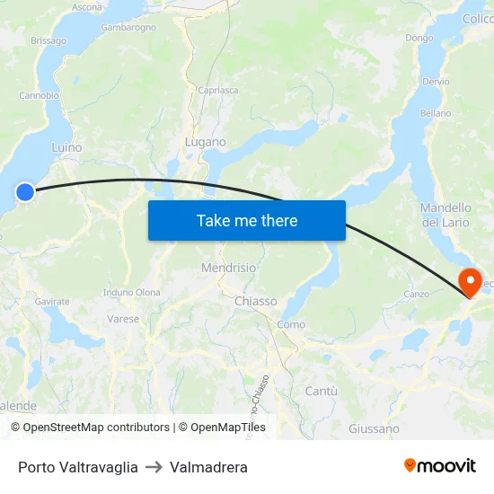 Porto Valtravaglia to Valmadrera map