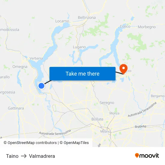 Taino to Valmadrera map