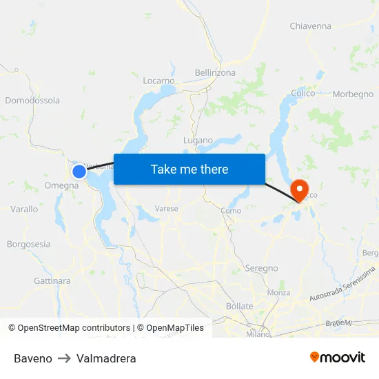 Baveno to Valmadrera map