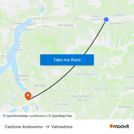 Castione Andevenno to Valmadrera map