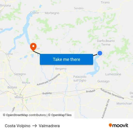 Costa Volpino to Valmadrera map