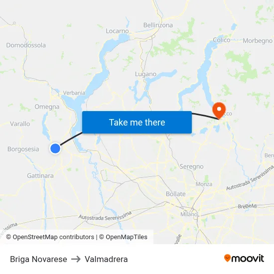 Briga Novarese to Valmadrera map