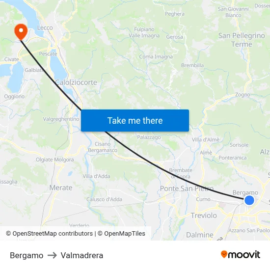 Bergamo to Valmadrera map