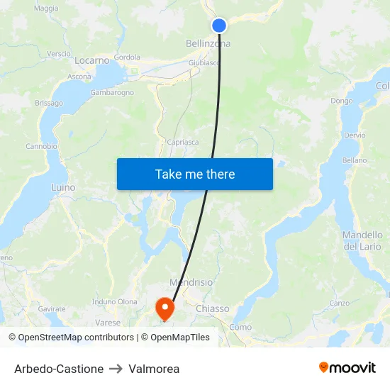Arbedo-Castione to Valmorea map