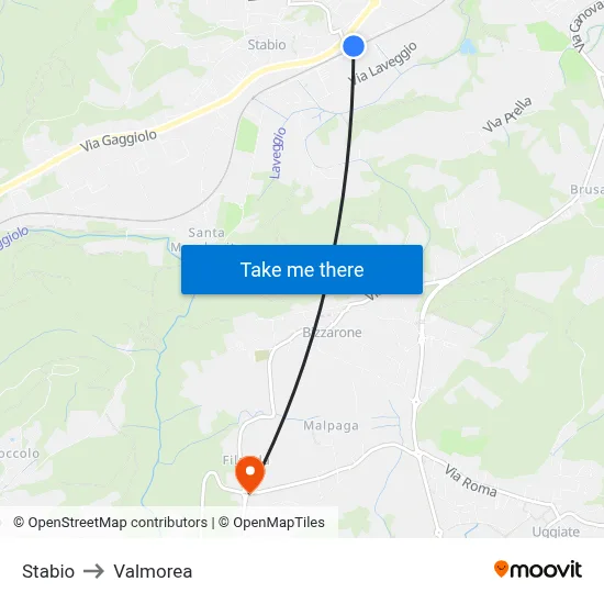 Stabio to Valmorea map