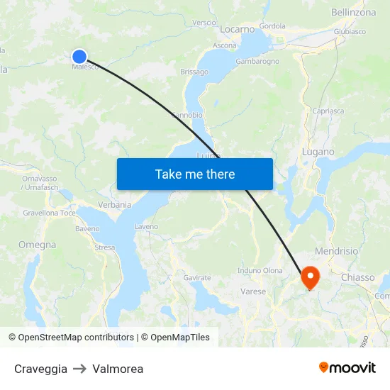 Craveggia to Valmorea map