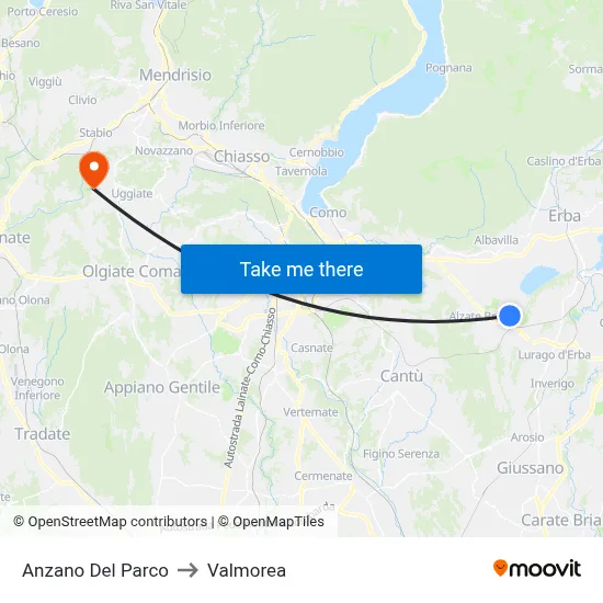 Anzano Del Parco to Valmorea map