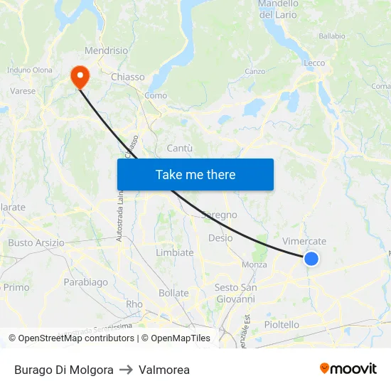 Burago Di Molgora to Valmorea map