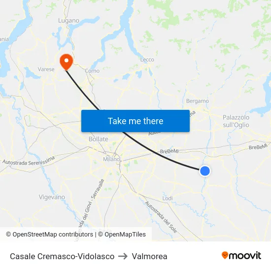 Casale Cremasco-Vidolasco to Valmorea map