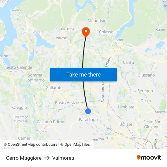 Cerro Maggiore to Valmorea map