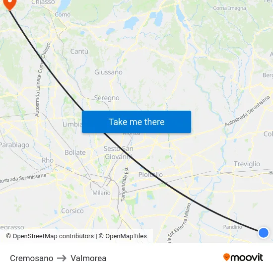 Cremosano to Valmorea map