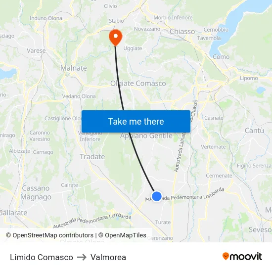 Limido Comasco to Valmorea map