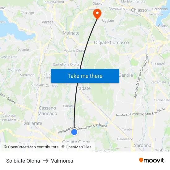 Solbiate Olona to Valmorea map