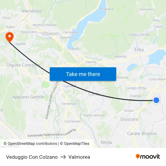 Veduggio Con Colzano to Valmorea map