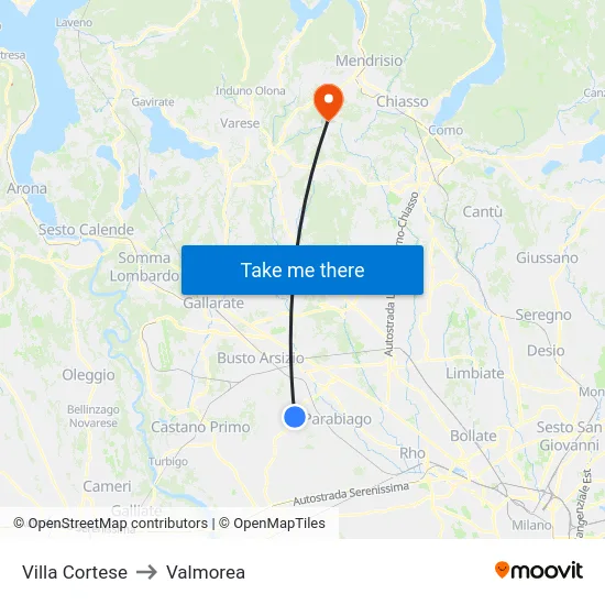 Villa Cortese to Valmorea map