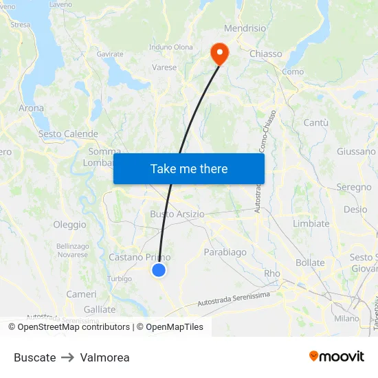 Buscate to Valmorea map