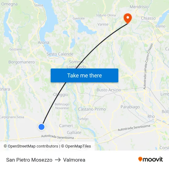 San Pietro Mosezzo to Valmorea map